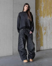 Lade das Bild in den Galerie-Viewer, Distressed Retro Black Pants Embroidery Harajuku Gothic Wide Leg Jeans