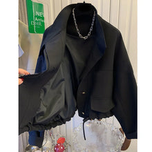 Load image into Gallery viewer, Standing Collar Short Hem Drawstring Trench Coat
