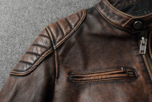 Load image into Gallery viewer, 2025 New Leather Jacket Top Layer 100% Cowhide Leather Clothes Men's Stand Collar Motorcycle Clothes Autumn Winter Plus Size