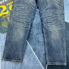 Load image into Gallery viewer, Heavy Washed Distressed Straight Blue Jeans