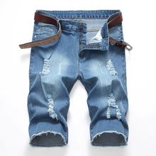 Load image into Gallery viewer, 2026 Summer Men's Red Rose Embroidered Jeans Shorts, Fashion Casual Shorts Black Blue White Men Torn and Frayed Denim Shorts