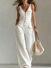 Load image into Gallery viewer, Elegant Women's Sleeveless V-Neck Tight Waist Wide-Leg Overall Jumpsuit
