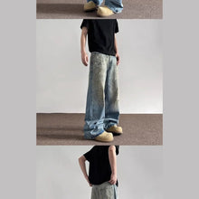 Load image into Gallery viewer, Spring And Autumn Men And Women Trendy Personalized Straight Tube Inkjet Laundry Jeans American Couple Loose Retro Casual Pants