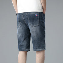 Load image into Gallery viewer, Summer Thin Men Korean Fashion Stretch Denim Shorts Classic Washed Straight Fit Knee Length Casual Versatile Jean Short Pants