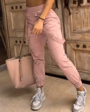 Lade das Bild in den Galerie-Viewer, Women's Cargo Pocket Design Cuff Suspenders Pants