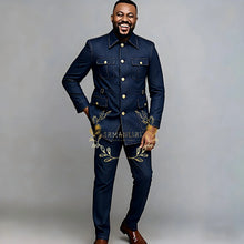 Load image into Gallery viewer, Men Suits 2 Piece Denim Single Breasted Slim Fit Set