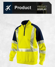Load image into Gallery viewer, Orange Navy Sweatshirt for Man Hi Vis Hoodie Work with Zip Fleece Jacket