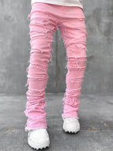 Lade das Bild in den Galerie-Viewer, Spliced Distressed Denim Ripped Jeans