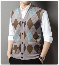 Load image into Gallery viewer, Mens Business Casual Knit Vest Winter V Neck Suit Vest Single Breasted Cardigan Vest