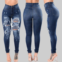 Lade das Bild in den Galerie-Viewer, High Waist Ripped Jeans for Women Skinny Black