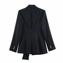 Load image into Gallery viewer, Women Suit Pants Two-Piece Set Buckle Decoration Long Sleeve Blazer Coat + Straight-Leg Pants 2 Pieces Sets Chic Woman Outfits