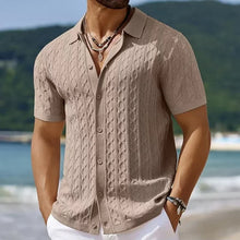 Load image into Gallery viewer, Summe Embroidery Men's Short Sleeved Fashion knitted Shirt 2025 Men's Business Solid Color Casual Button Cardigan POLO Shirt Top