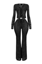 Load image into Gallery viewer, Women's Set Long Sleeve Lace See Through Shirt Two Piece Sets