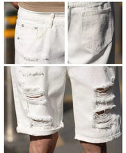 Load image into Gallery viewer, Men's Fashion Denim Shorts Summer Ripped Casual Denim Knee Length Solid Jeans Shorts White Classic Jeans Shorts Y2k Streetwear