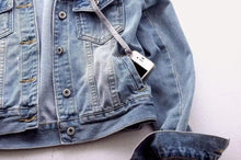 Load image into Gallery viewer, Denim Short Jacket for Women Short Autumn Winter Korean Long-sleeved Slim Hooded Versatile