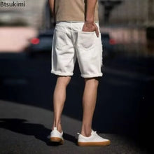 Load image into Gallery viewer, Men's Fashion Denim Shorts Summer Ripped Casual Denim Knee Length Solid Jeans Shorts White Classic Jeans Shorts Y2k Streetwear