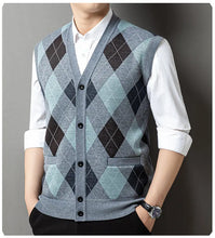 Load image into Gallery viewer, Mens Business Casual Knit Vest Winter V Neck Suit Vest Single Breasted Cardigan Vest