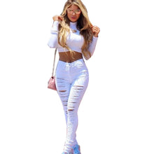 Lade das Bild in den Galerie-Viewer, High Waist Ripped Jeans for Women Skinny Black