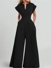 Load image into Gallery viewer, Elegant High Waist Sexy V-neck Short Sleeved Commuting Wide Leg Jumpsuit