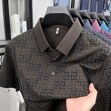 Load image into Gallery viewer, Men's High End New Summer Printed Business Collar Polo Shirt Ice Silk Fashionable Casual Collar T-Shirt Comfort Top Men's Wear