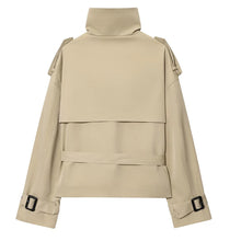 Load image into Gallery viewer, HXAO Women's Belt Trench Coat Demi-Season News And Jackets Double Breasted Cropped Windbreaker Coat Long Sleeve Female Trenches