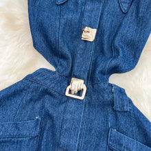 Lade das Bild in den Galerie-Viewer, Denim Long Dress High Waist A Line Vestidos Turn Down Collar