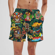 Charger l'image dans la galerie, Summer Coconut Leaf Totem Mask Mayan Ethnic Casual Shorts