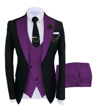 Load image into Gallery viewer, Men Slim Fit Tuxedos Formal Jacket Pant Vest 3 Pieces Suit