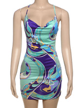 Lade das Bild in den Galerie-Viewer, Weird Puss Colorful Print Backless Sleeveless Dress