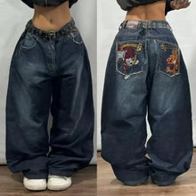 Lade das Bild in den Galerie-Viewer, American Street Fashion Trend Gothic Print Loose Jeans Men Harajuku Y2K New Hip Hop Joker Oversized Wide-leg Pants Unisex Jeans