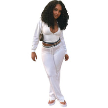 Load image into Gallery viewer, Women Fleece Tracksuit Half-Zip Top Drawstring Wide Leg Two Piece Set