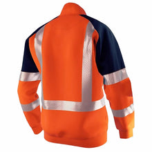 Load image into Gallery viewer, Orange Navy Sweatshirt for Man Hi Vis Hoodie Work with Zip Fleece Jacket
