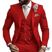Load image into Gallery viewer, Casual Jacket Vest Pants 3Pcs Elegant Suits for Men Slim Fit