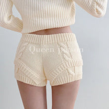 Load image into Gallery viewer, Womens Knitted Shorts Thick Drawstring Elastic Waist Soft Breathable High Waist Female Versatile Y2k Casual Knitting Mini Shorts