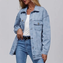 Load image into Gallery viewer, Women's Denim Long Sleeve Oversized Button Jacket