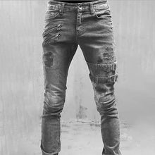 Load image into Gallery viewer, Men Slim Biker Ripped Long Denim Skinny Jeans