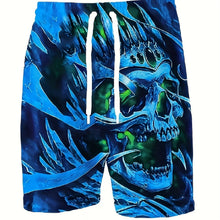 Load image into Gallery viewer, Men's Skull 3D Pattern Comfy Shorts Oversized Casual Elastic Waist Drawstring Shorts for Summer Beach And Basketball Sport Short