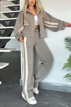 Load image into Gallery viewer, Women Two Piece Set Pants Sets Striped Jacket Matching Sets Y2k Tops Tracksuit Autumn Spring Long Pant Casual Outfit Suits 2025