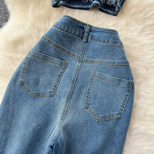 Lade das Bild in den Galerie-Viewer, Denim Pant Set Sexy Short Sleeve