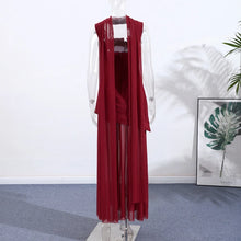 Cargar imagen en el visor de la galería, Women Loose Sleeveless Patchwork Mesh Split Scarf Dresses