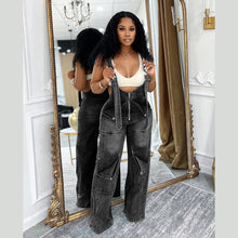 Load image into Gallery viewer, High Waisted Zip Denim Pockets Cargo Jeans Jumpsuits