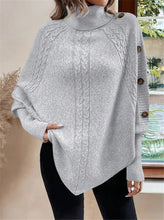 Charger l'image dans la galerie, Twisted Sweater Turtleneck Button Bat-sleeve Design Pullover