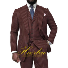 Load image into Gallery viewer, Men's Pinstripe 3 Piece Classic Slim Fit Suits