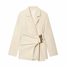Load image into Gallery viewer, Women Suit Pants Two-Piece Set Buckle Decoration Long Sleeve Blazer Coat + Straight-Leg Pants 2 Pieces Sets Chic Woman Outfits