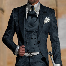 Load image into Gallery viewer, Jacquard Men's Suit 3 Piece Suit Groom Party Tuxedo Wedding Men's Formal Jacket Pants Vest Slim Fit Custom Suit Male