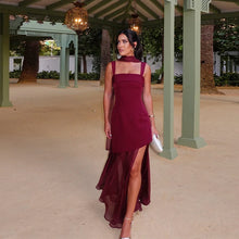 Cargar imagen en el visor de la galería, Women Loose Sleeveless Patchwork Mesh Split Scarf Dresses