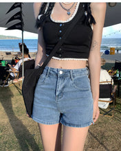 Cargar imagen en el visor de la galería, Black White Elegant Slim Denim Shorts