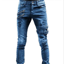 Load image into Gallery viewer, Men Slim Biker Ripped Long Denim Skinny Jeans