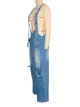 Lade das Bild in den Galerie-Viewer, High Waisted Zip Denim Pockets Cargo Jeans Jumpsuits