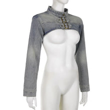 Load image into Gallery viewer, Women Denim Y2K Aesthetic Vintage Sexy Crop Top Jacket